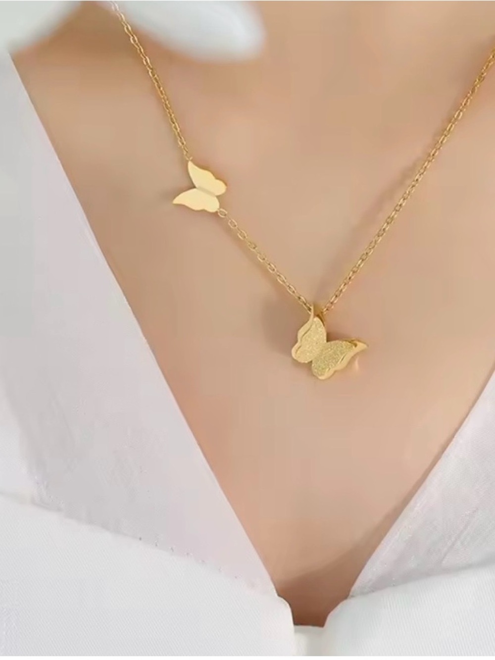 Gold Butterfly Duo Necklace